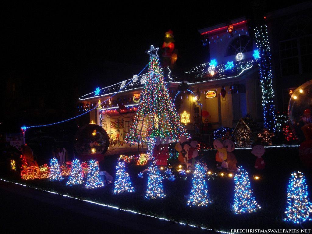 Christmas House Lights Wallpaper