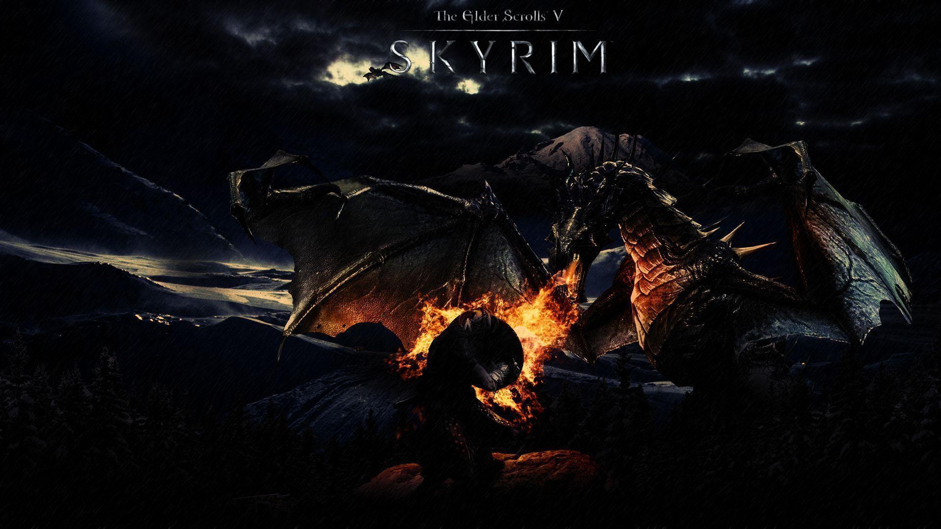 Pix For > Awesome Skyrim Dragon Wallpaper