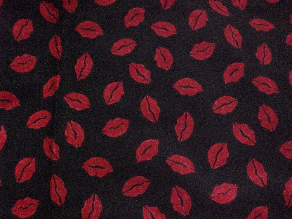 Red lips fabric remnant