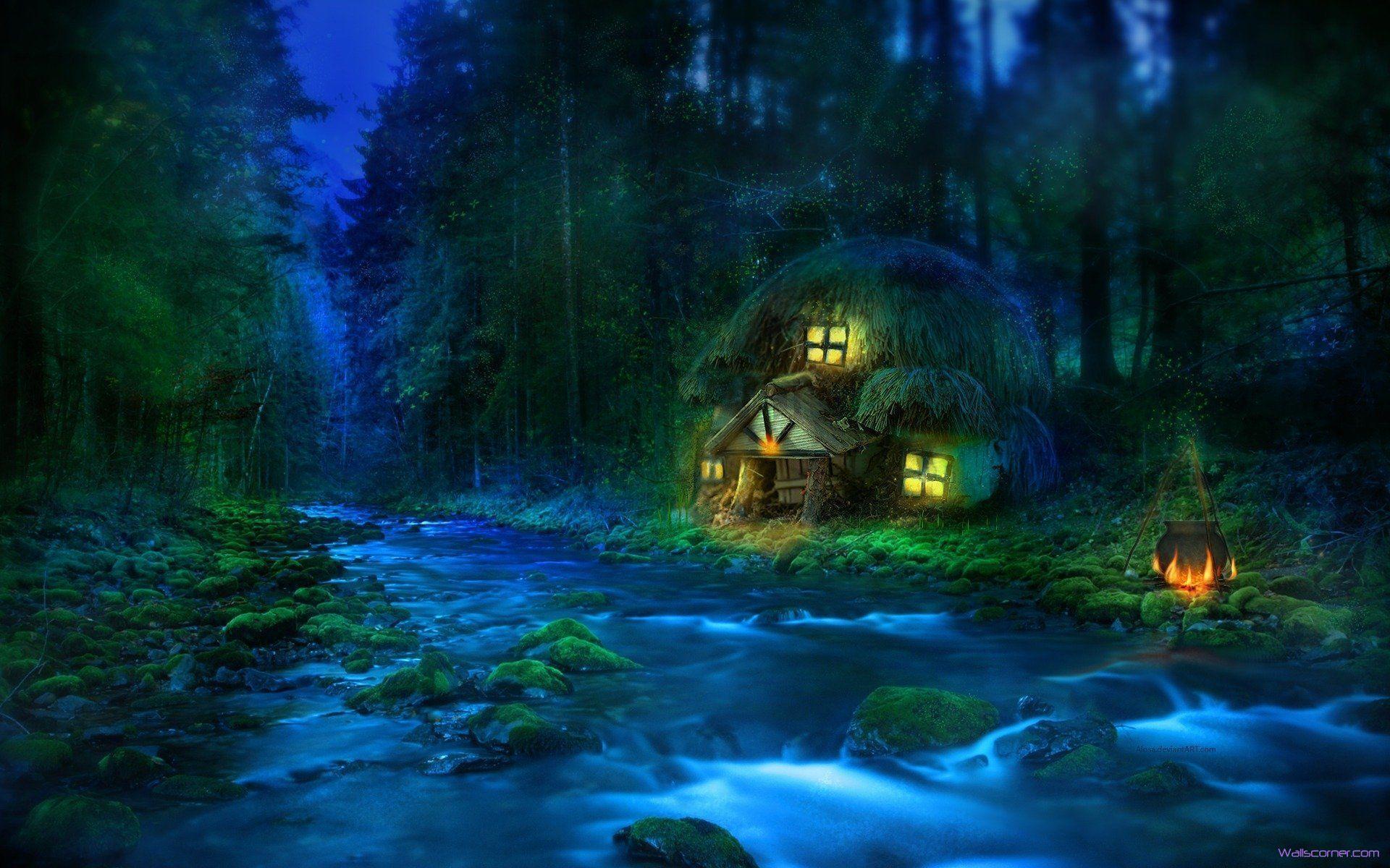 cool fantasy world at night background. vergapipe