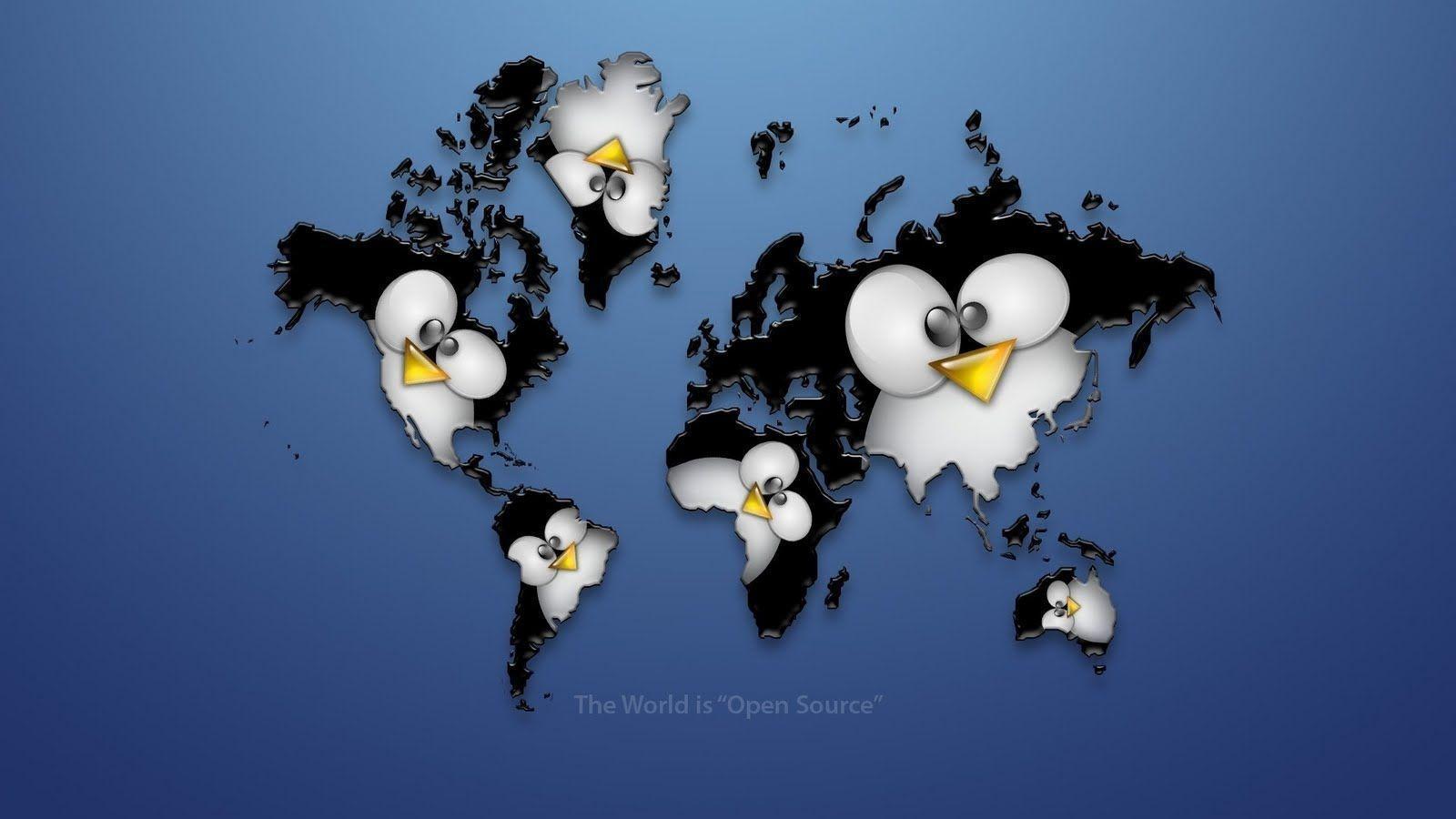 Earth from Linux Penguins HD Wallpaper