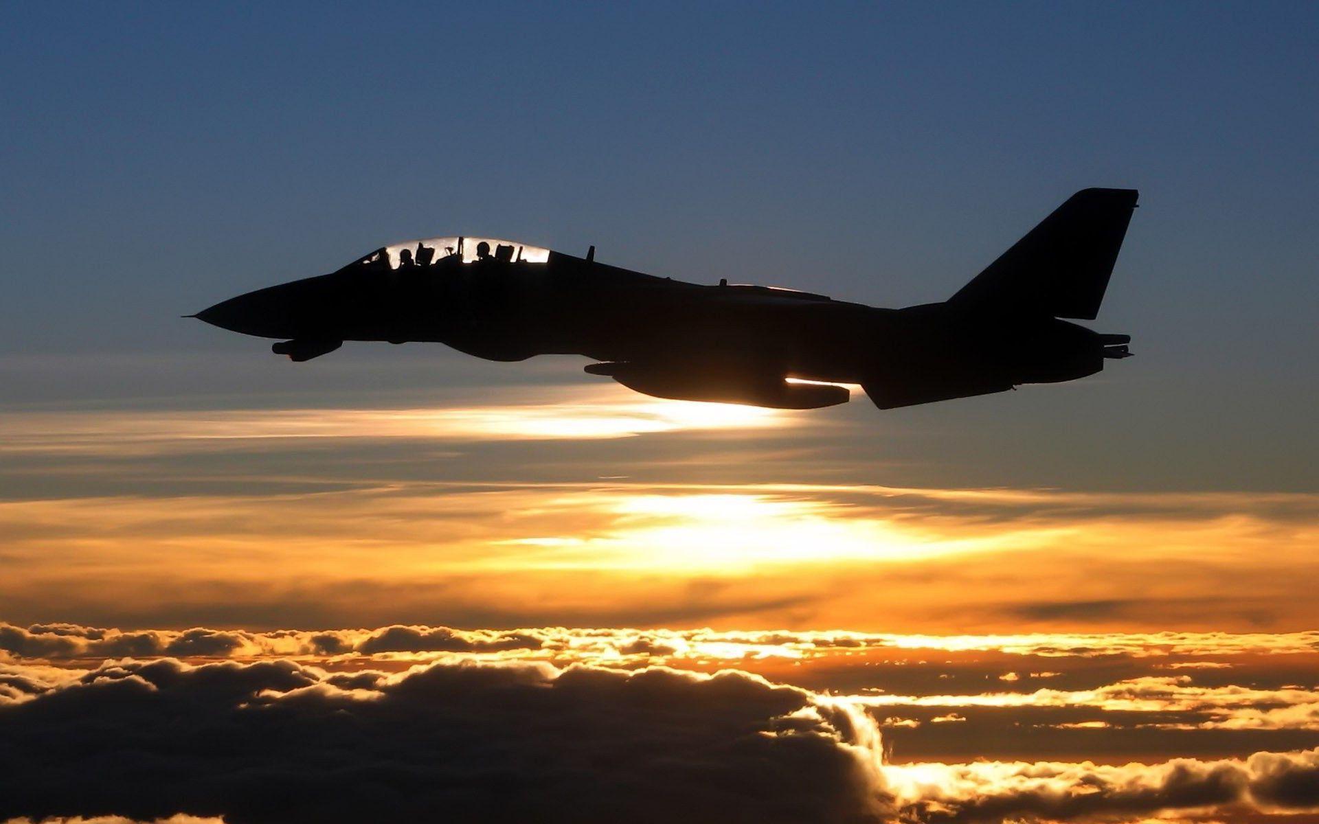 F14 tomcat sunset Wallpaper