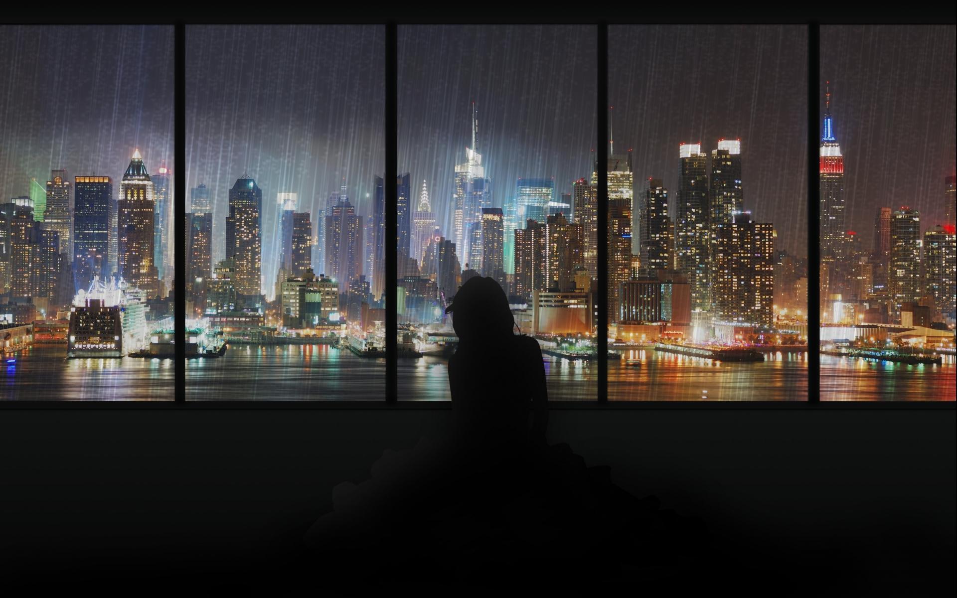 HD Manhattan In The Rain Thru A Window Wallpaper