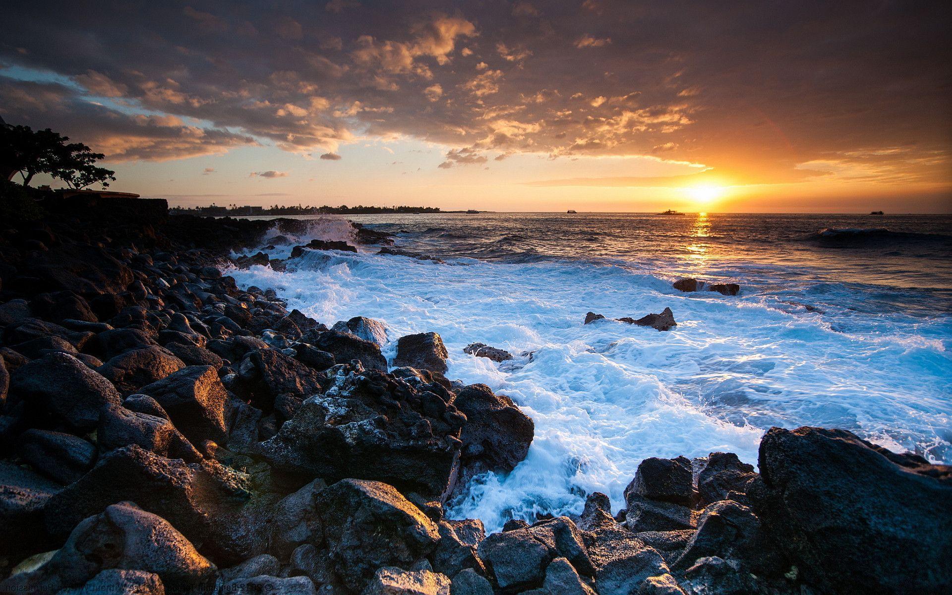 Hawaii coast sunset Wallpaper