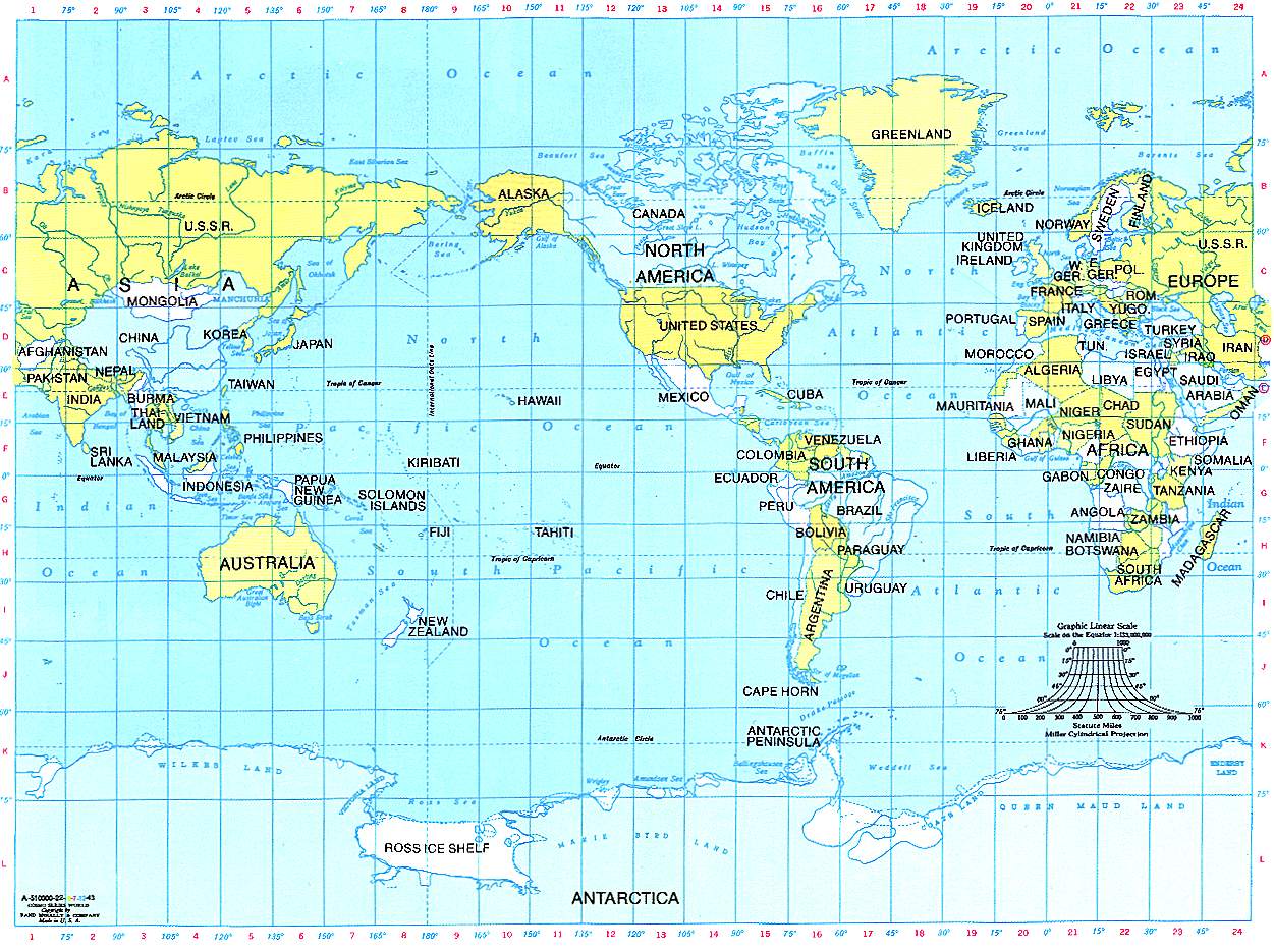 Labeled High Resolution World Map Continents