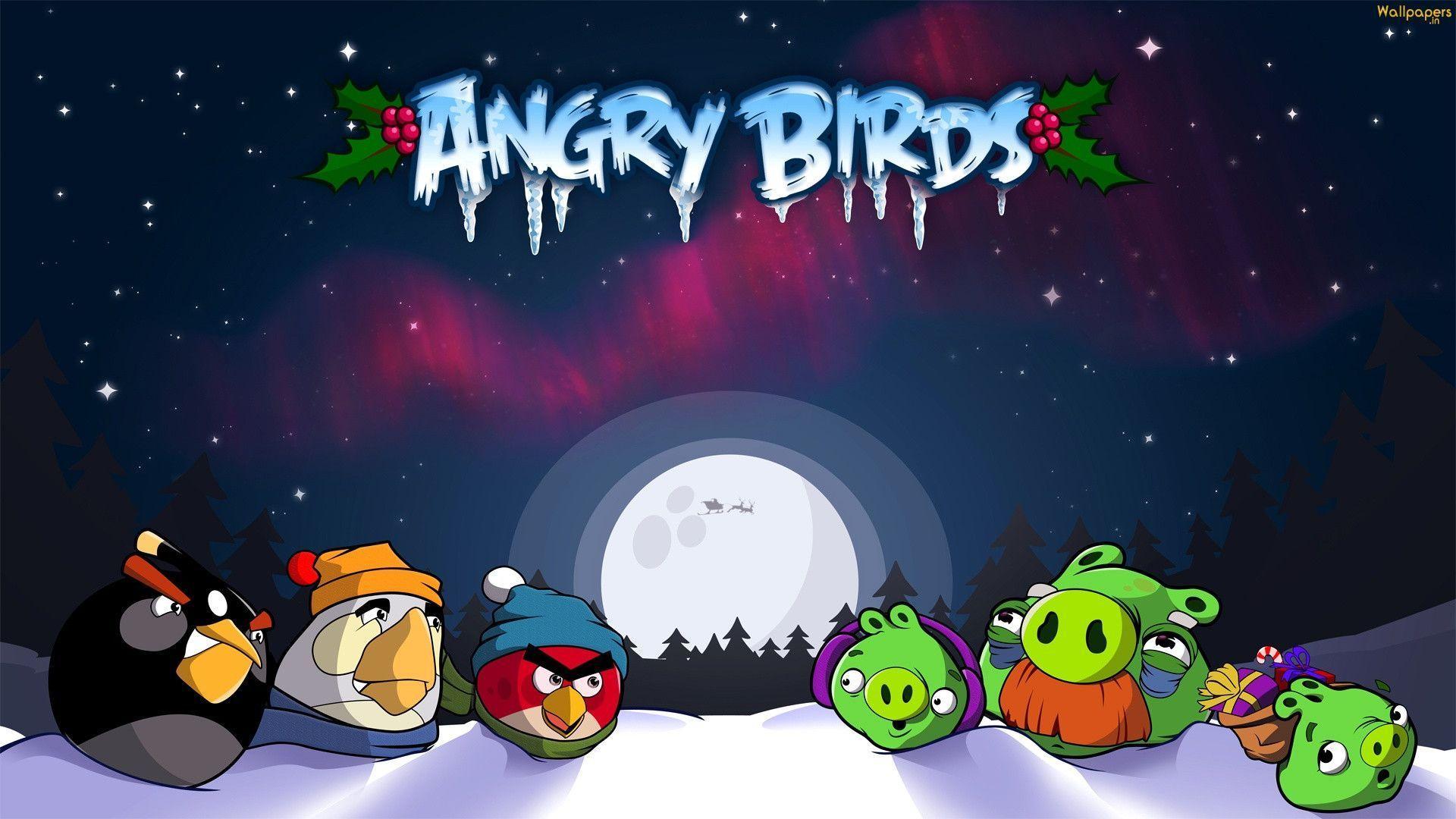 Cute Angry Birds Christmas Wallpaper