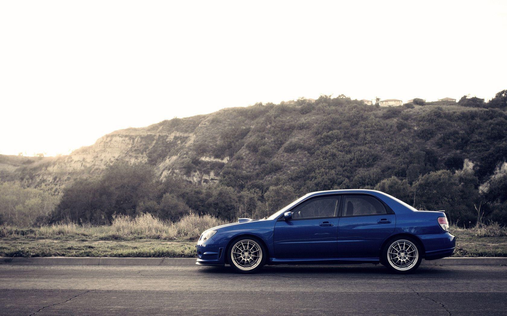 Download wallpaper Subaru, Impreza, blue, Hills free desktop