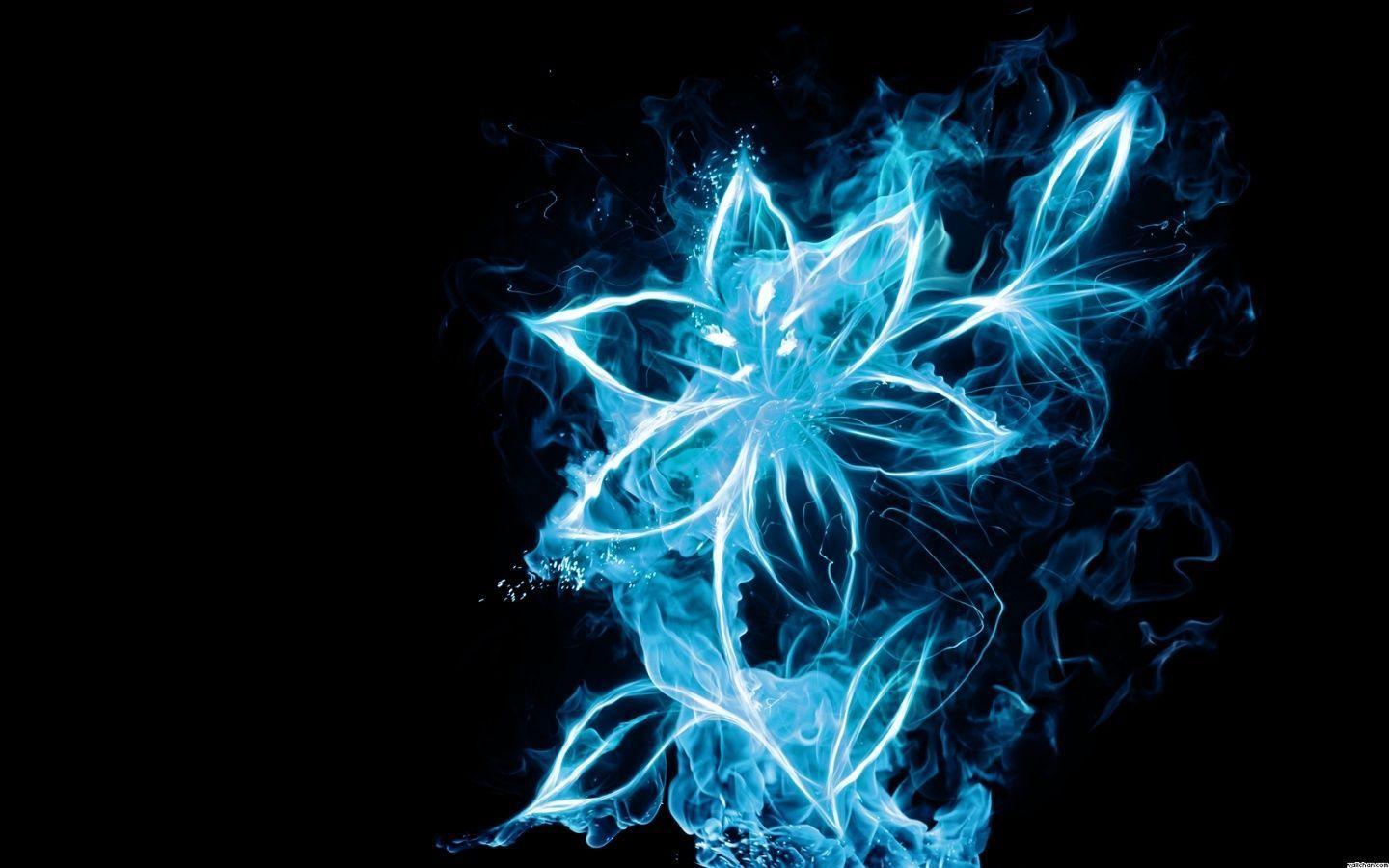 Blue Fire Flower Wallpaper