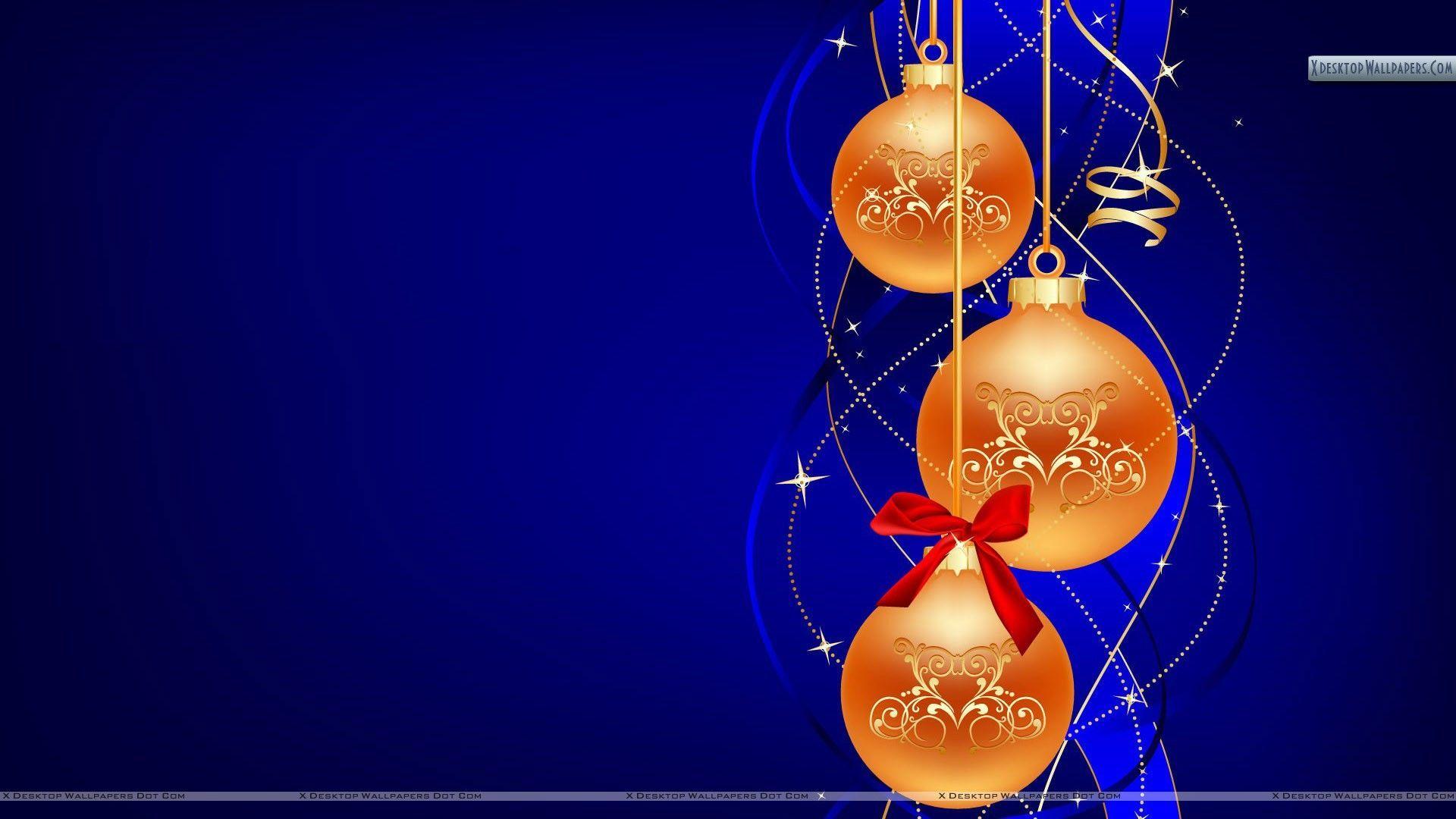Bulbs For Christmas Day On Blue Background Wallpaper