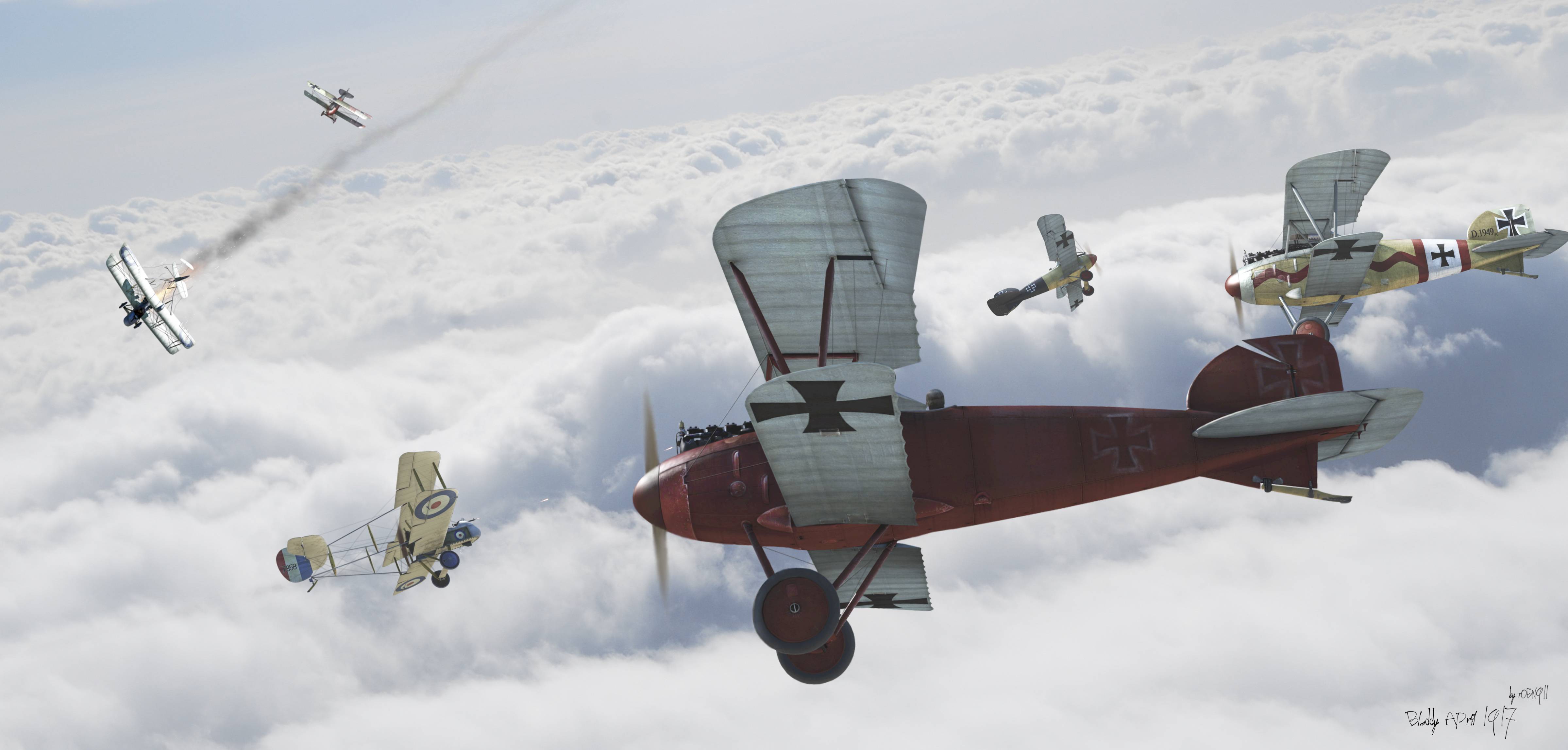 Download wallpaper plane, biplane, sky, battle free desktop