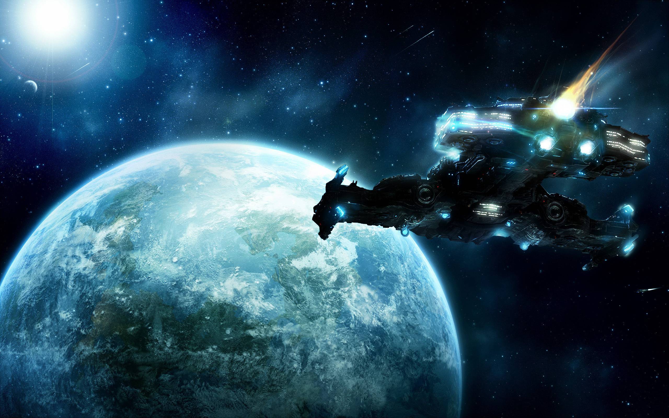 Spacecraft around the planet wallpaper and image