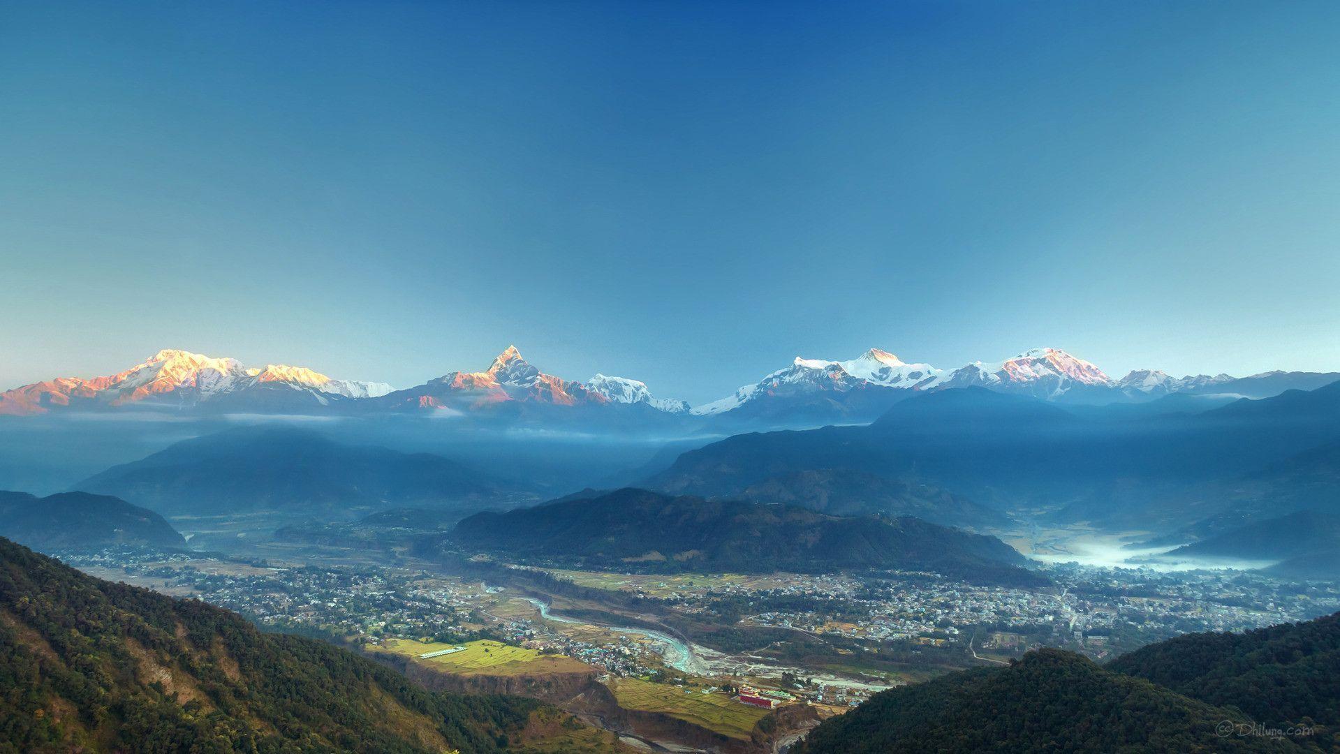 Sarangkot Sunrise, Pokhara, Nepal widescreen wallpaper. Wide
