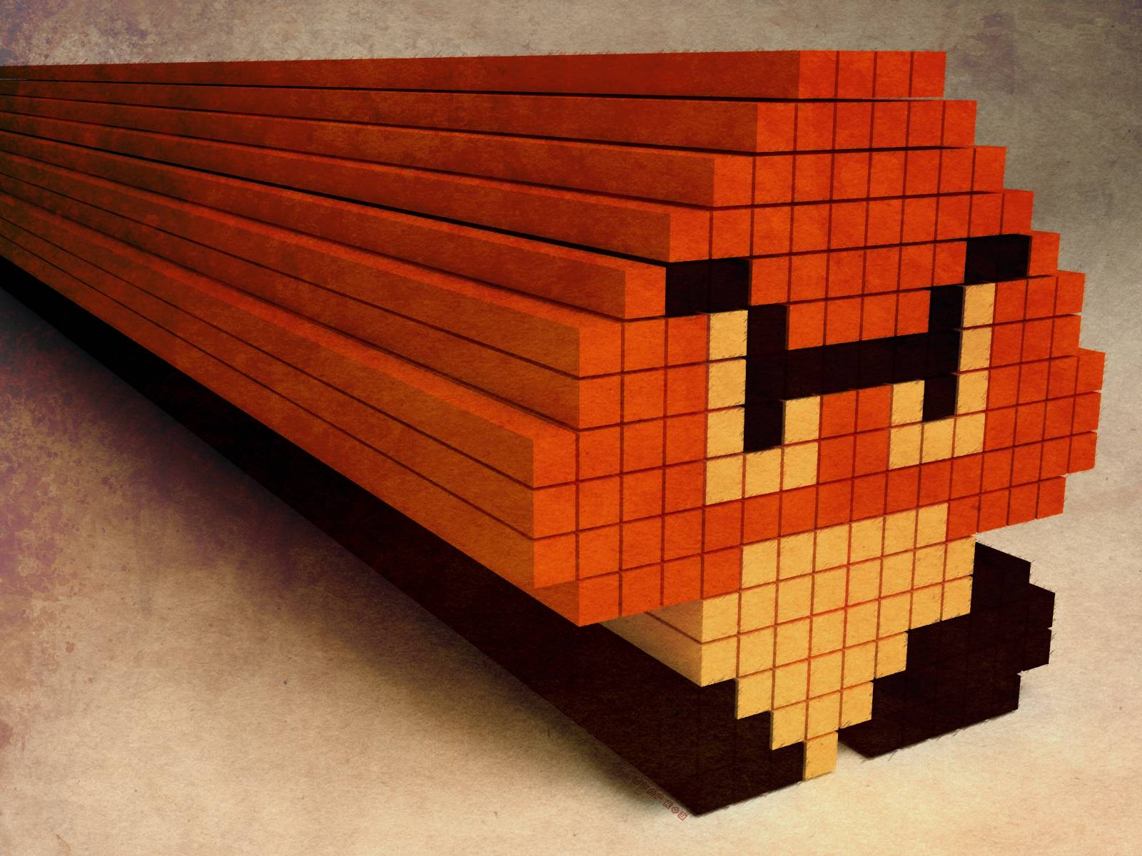 Mario Goomba Wood Pile Desktop Background Wallpaper