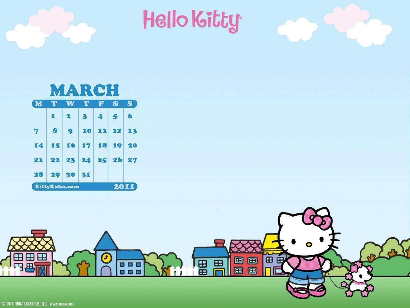 KittyRulez exclusive Hello Kitty March 2011 desktop calendar