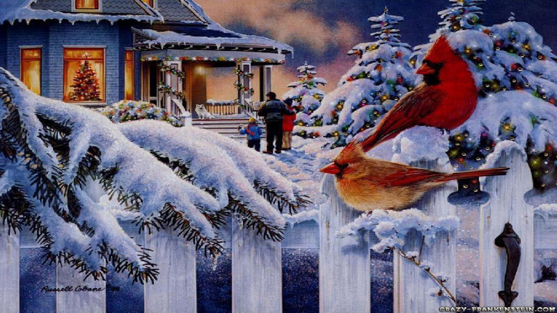 Christmas scene post card free desktop background wallpaper