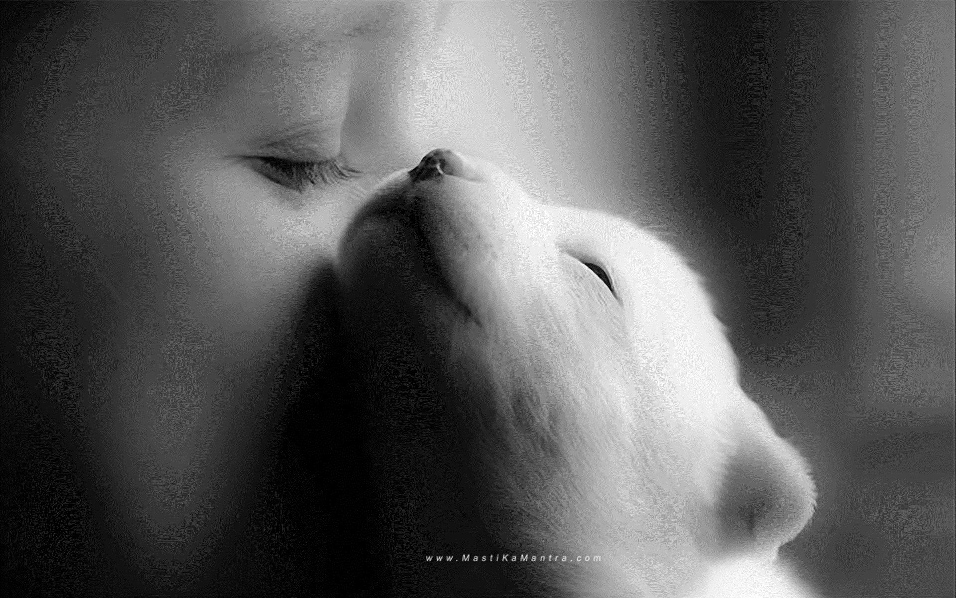 Cute Baby Love and Puppy Wallpaper