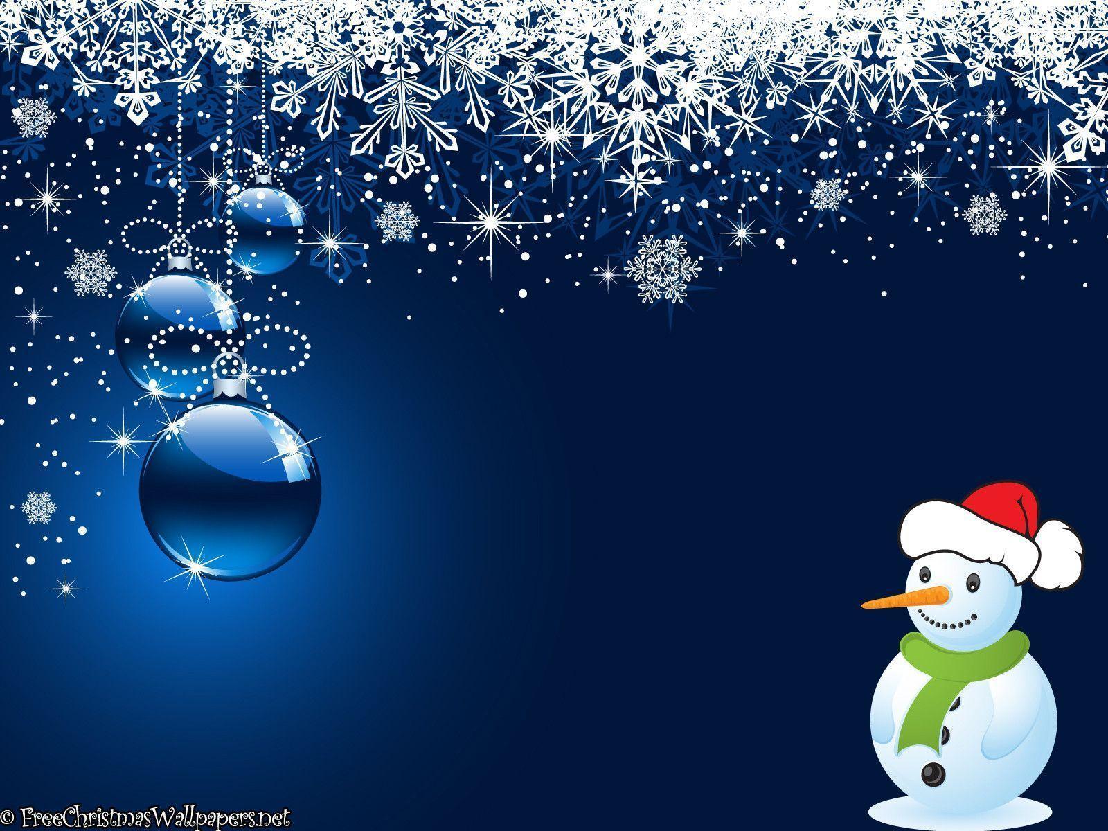 Snowman and Ornaments Wallpaper
