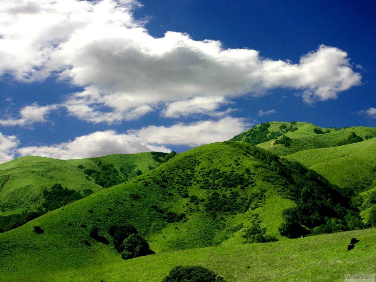 green hills background