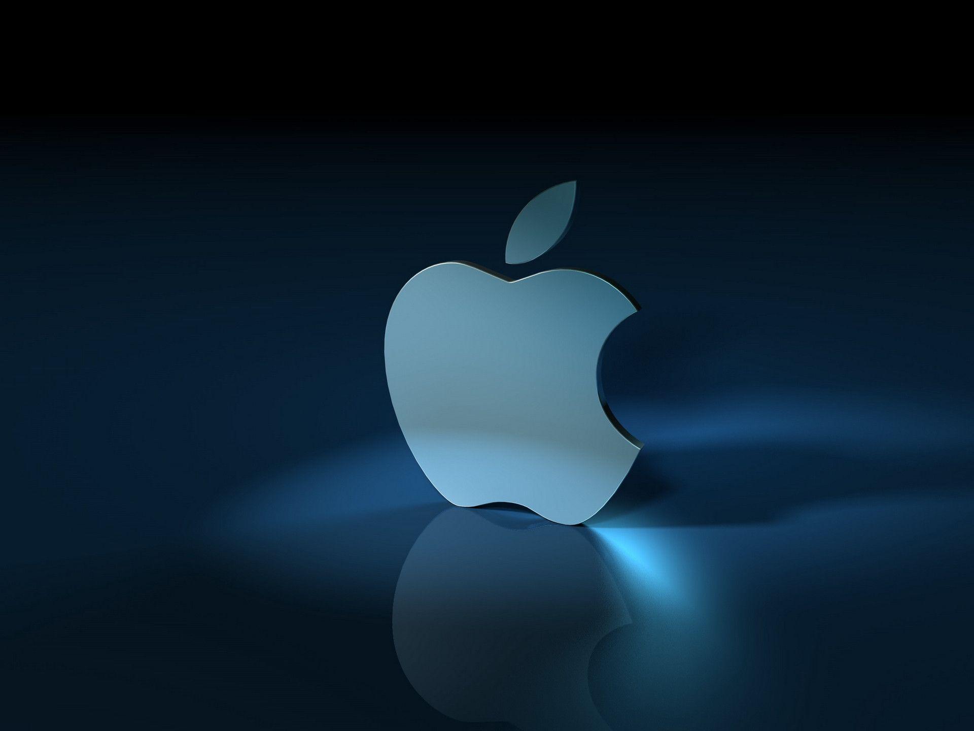 Free Blue Apple 3D Logo Nice Wallpaper Download Background Picture