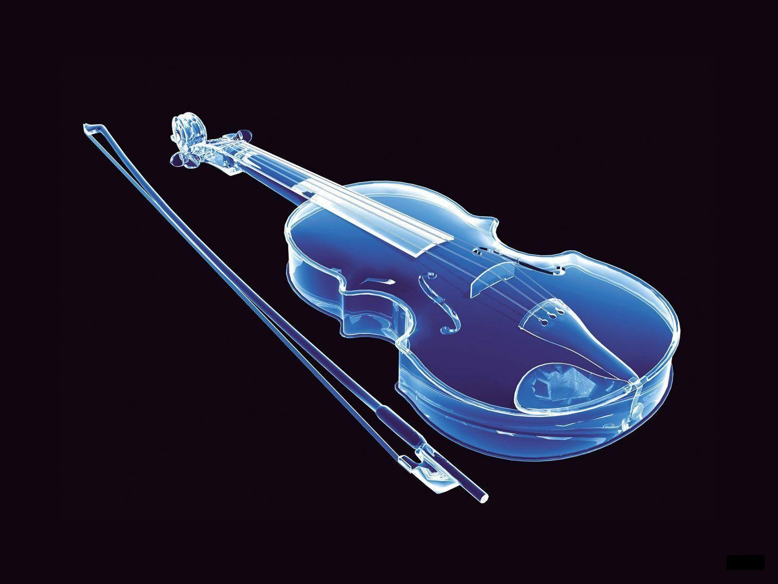 3D music wallpaper glass violin