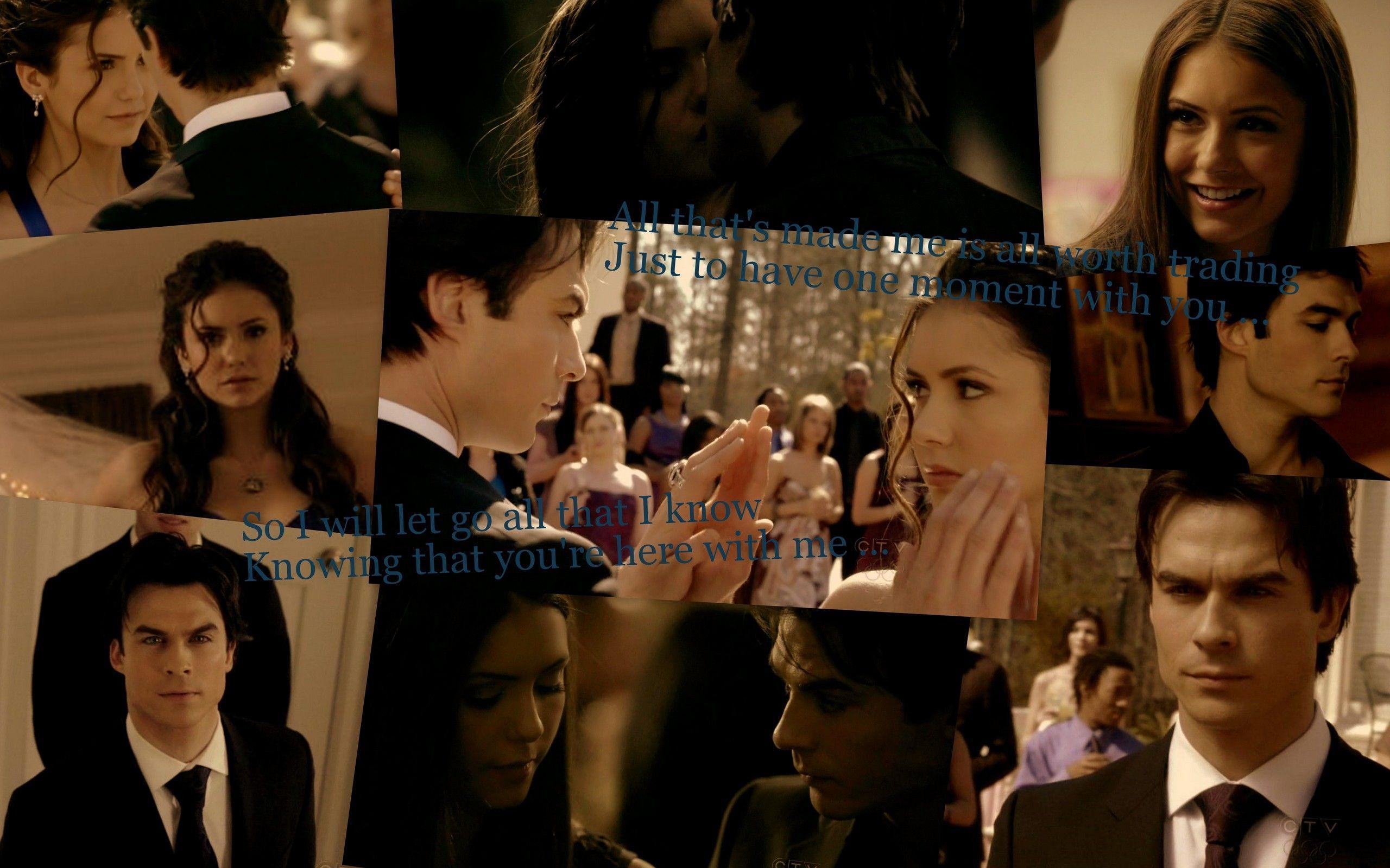 Damon and Elena Vampire Diaries TV Show Wallpaper 16021064