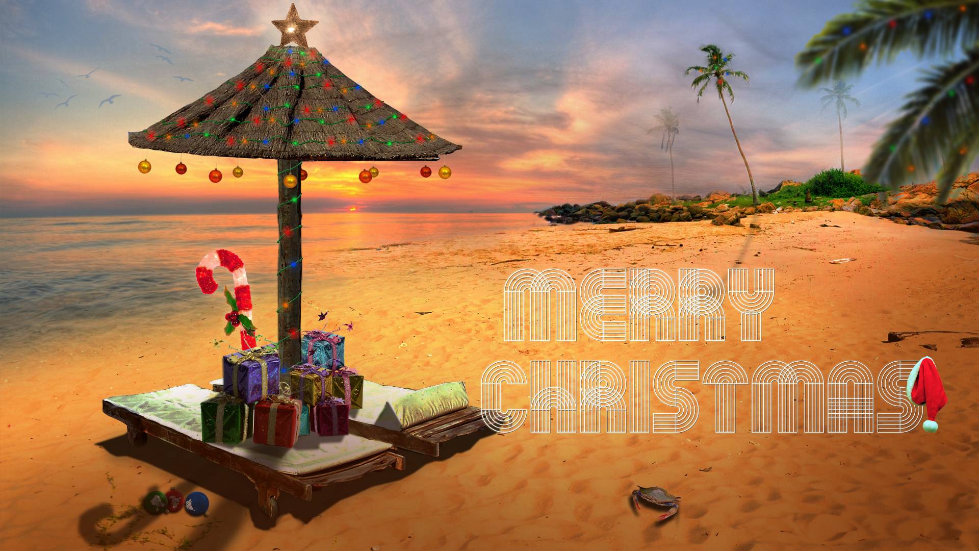 Beach Christmas Wallpaper