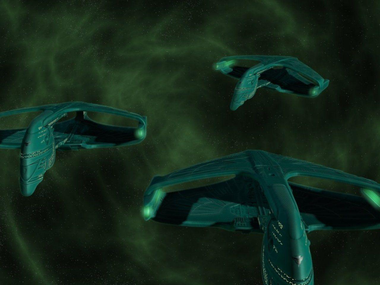 Squadron of Romulan Warbirds free Star Trek computer desktop wallpaper