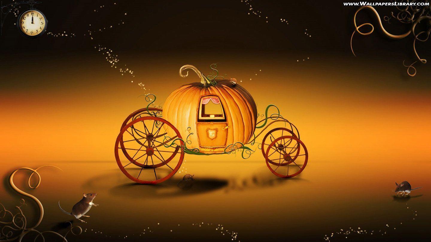 pumpkin carriage wallpaper / halloween background