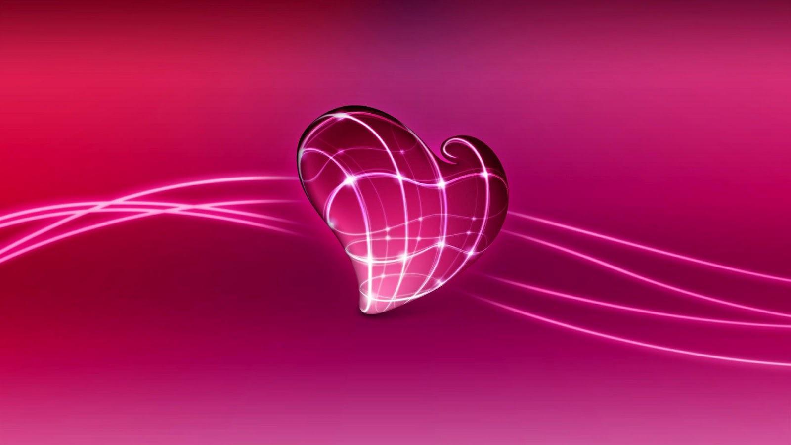 Pink 3D computer background heart made glass center HD Wallpaper