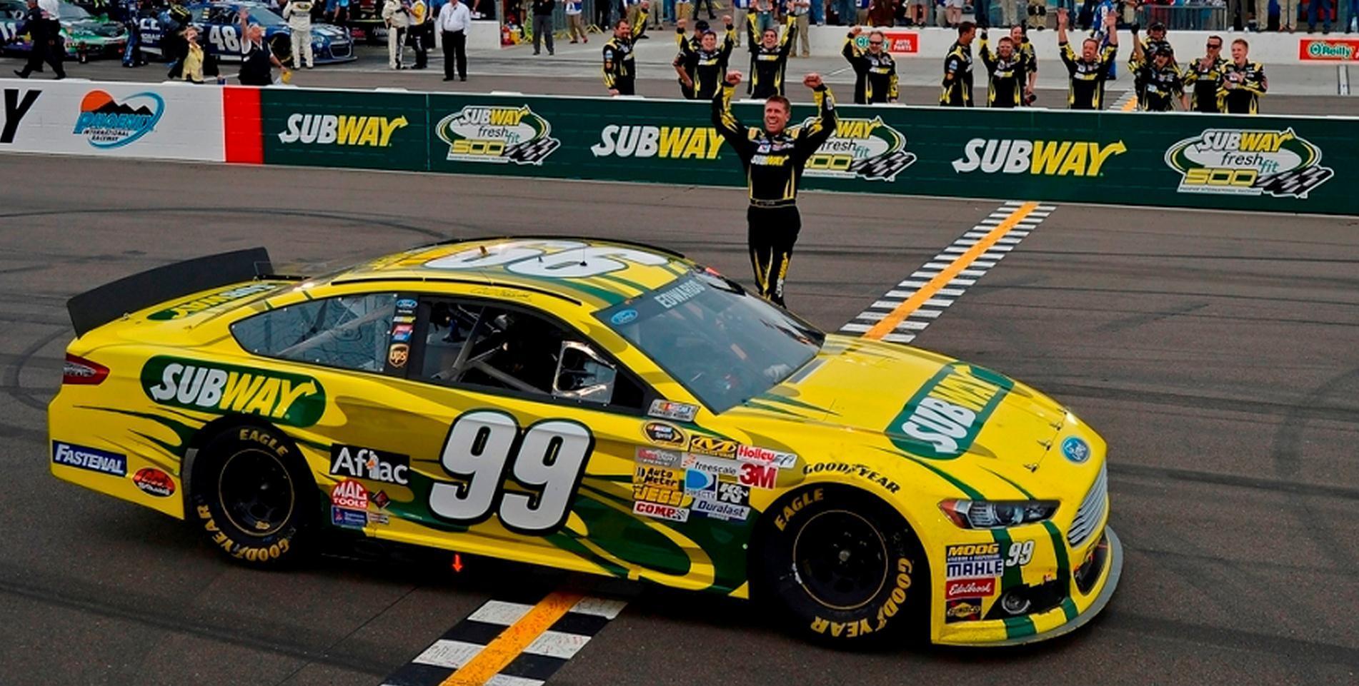 Carl Edwards With Ford Racing Wins 2013 NASCAR Sprint Cup Subway