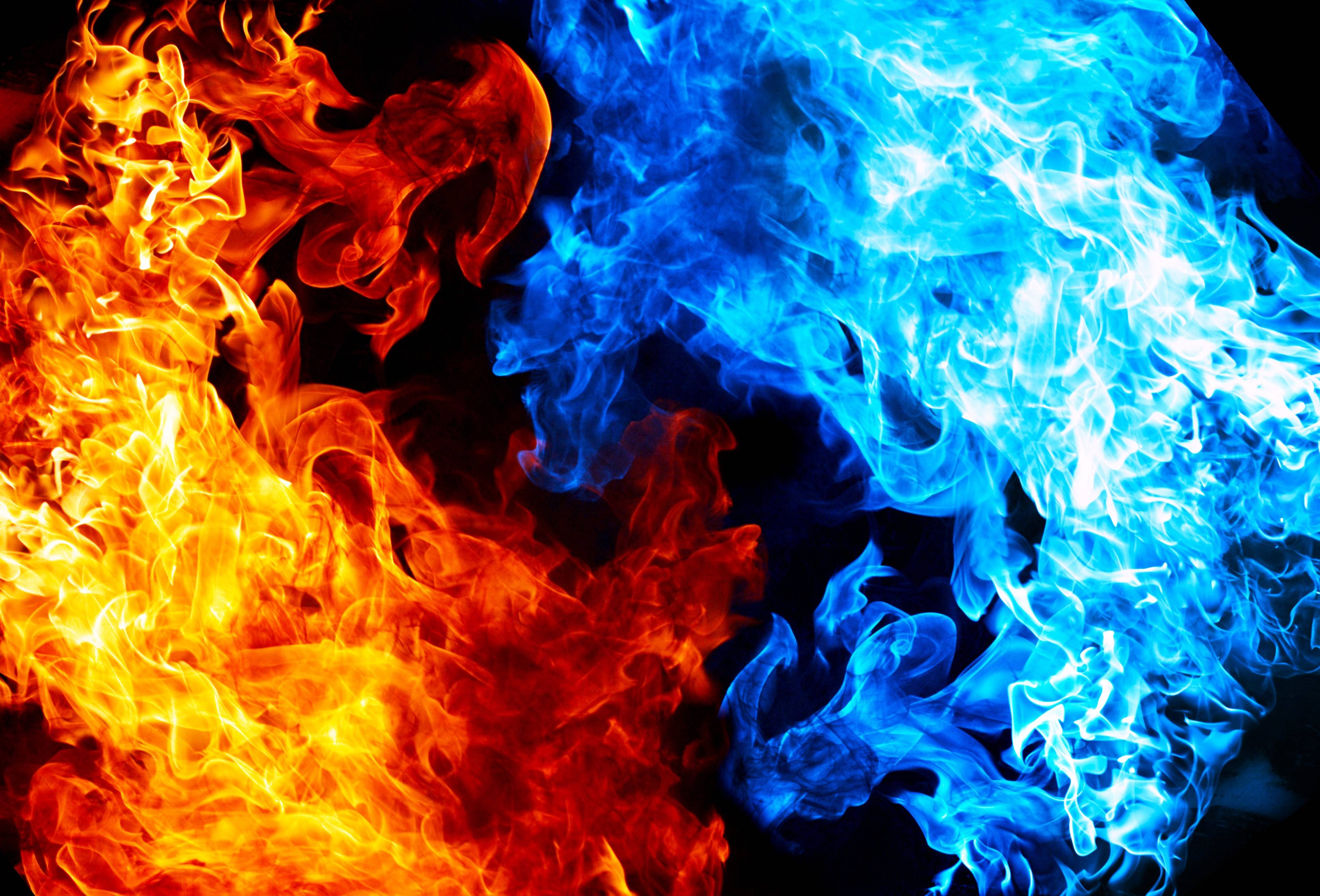 image For > Blue And Red Flames Wallpaper