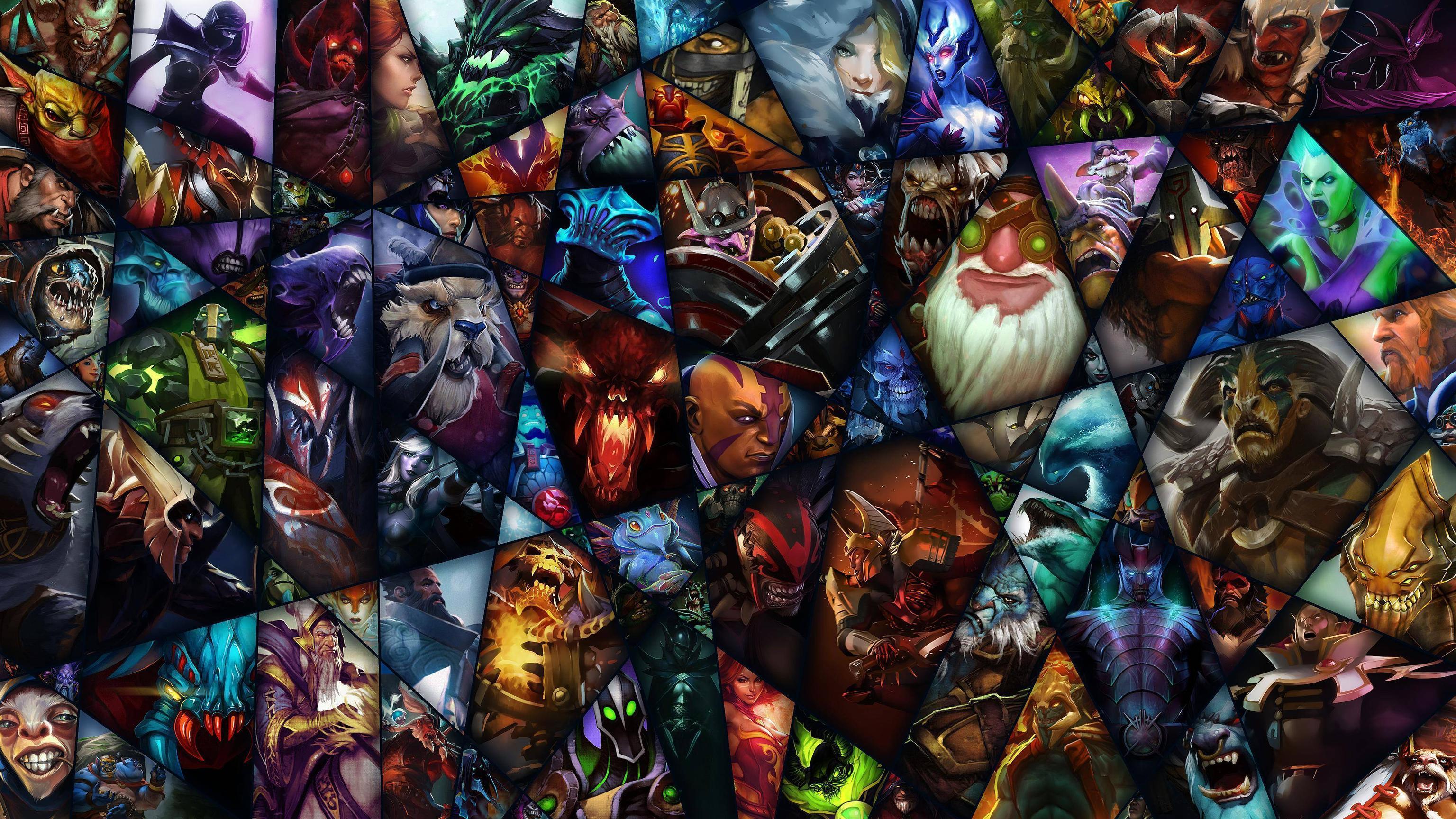 Dota 2 Background, incorporating the 107 heroes currently released