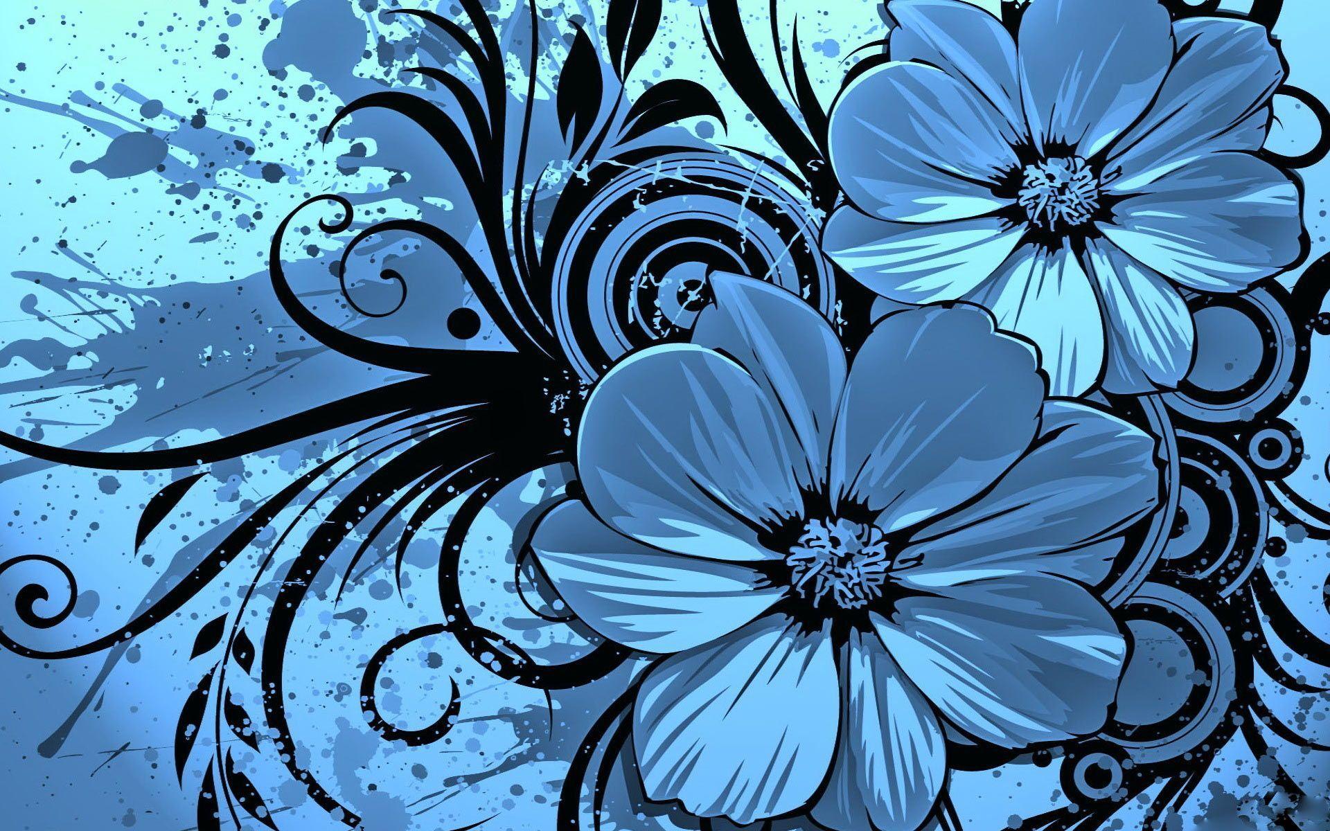 Wallpaper For > Blue Flower Background Designs