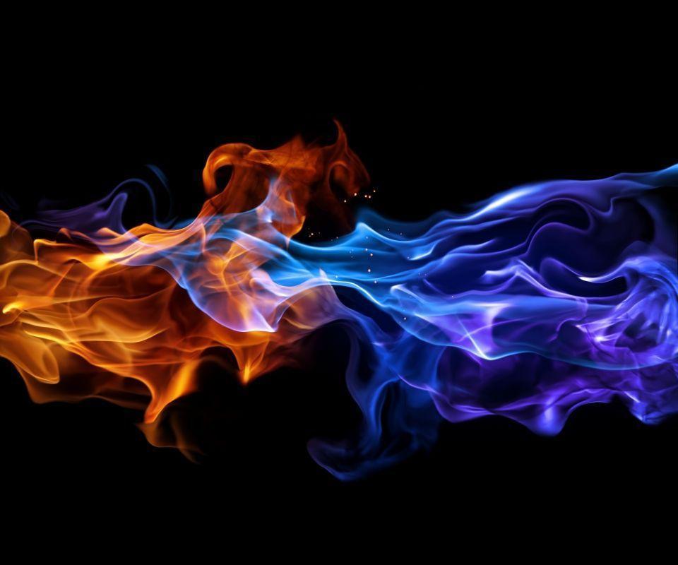 Galaxy S AMOLED Wallpapers 960×800 – Red and Blue Fire