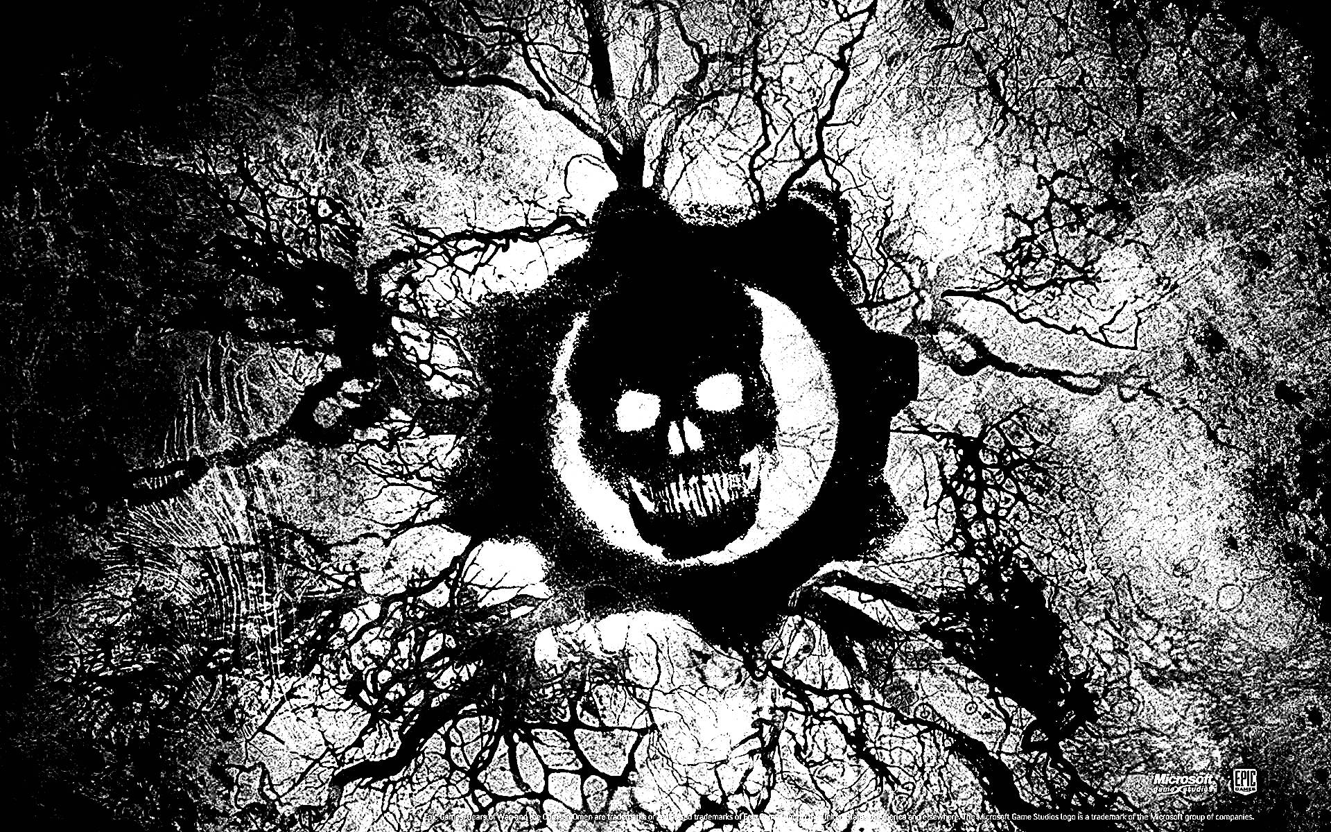 image For > Gears Of War Skull Black And White