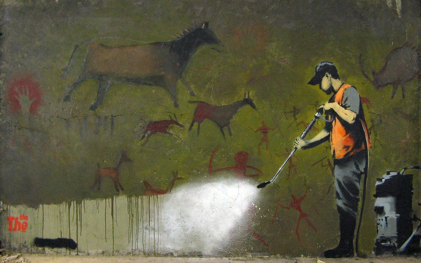 Caveman Graffiti Banksy Wallpaper