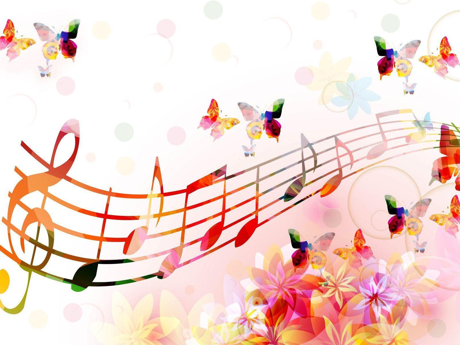 Musical Notes Butterflies Ppt Styles PPT Background