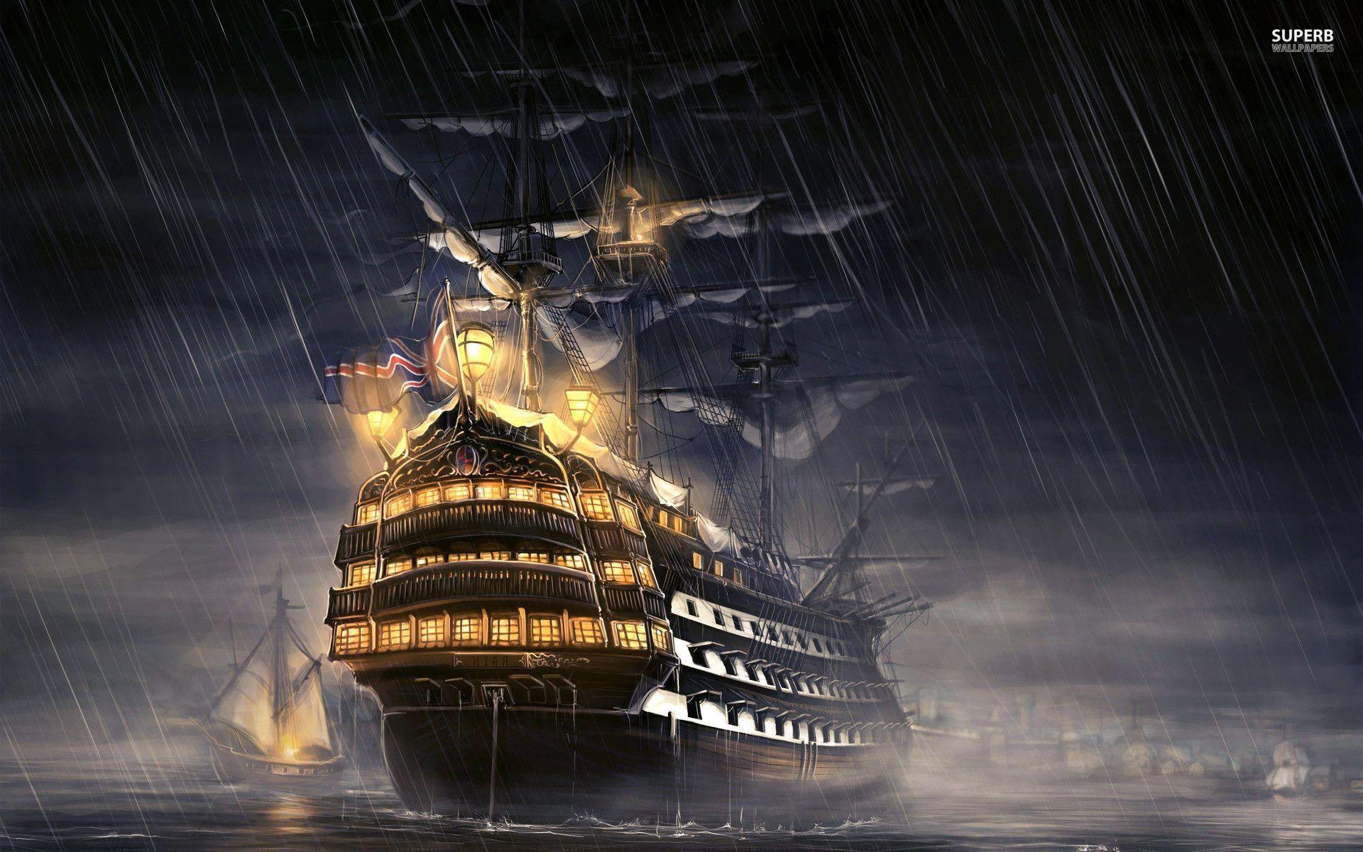 Battleship in the rain wallpaper wallpaper - #