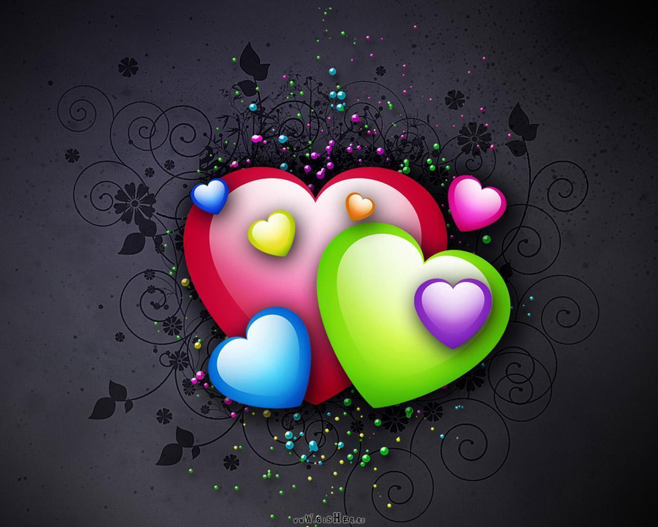 Cool Hearts Colorful 3D Wallpaper Wallpaper. beautyhdpics
