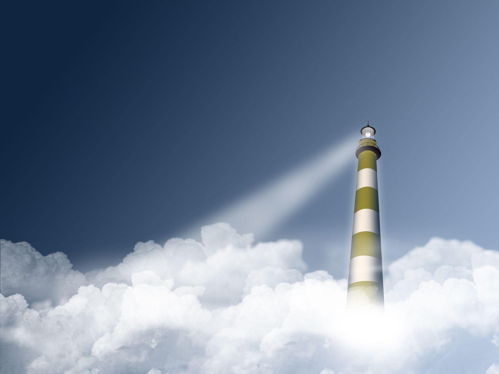 Lighthouse in Sky Clouds Free and Wallpaper