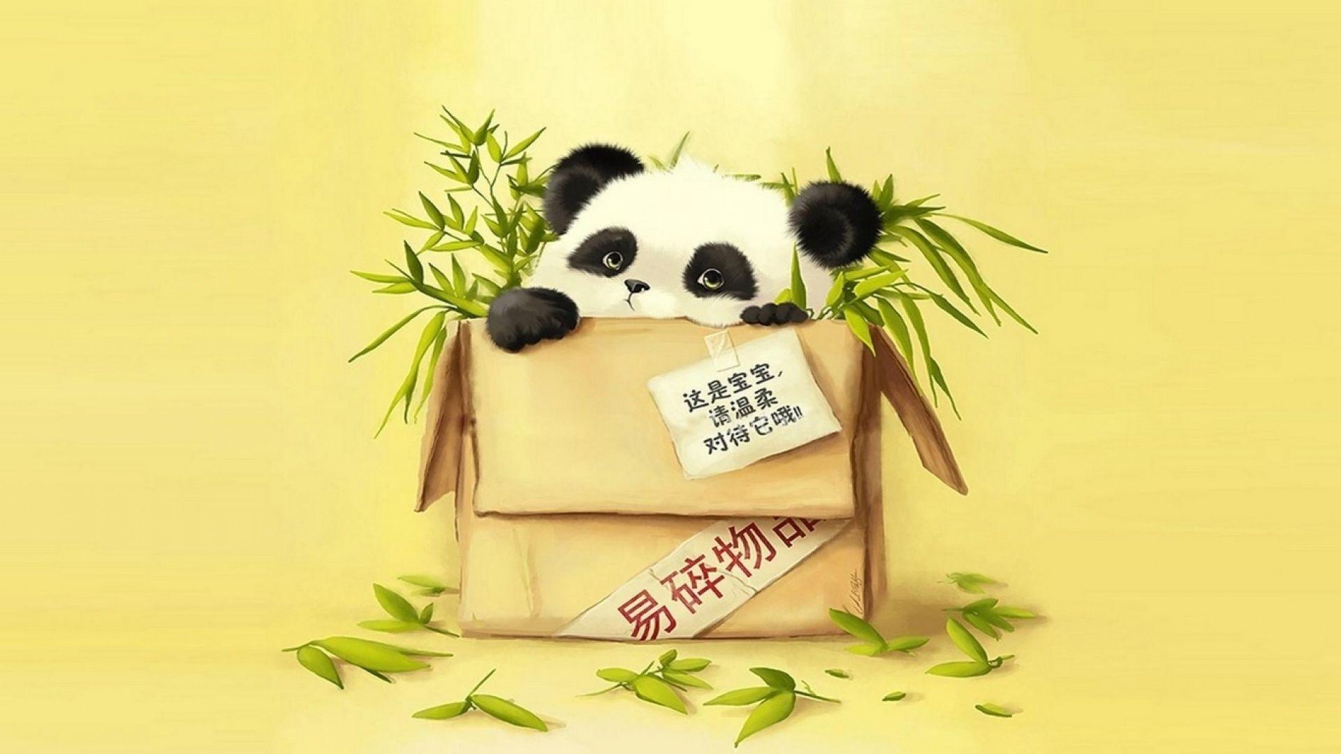 Wallpaper For > Cute Cartoon Panda Wallpaper
