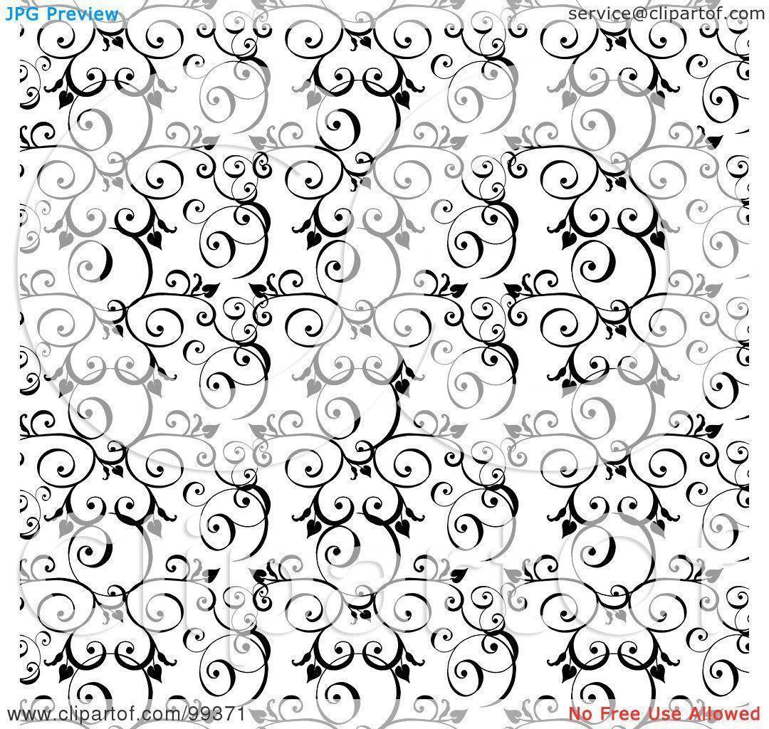 Royalty Free (RF) Clipart Illustration Of A Black And White Vine