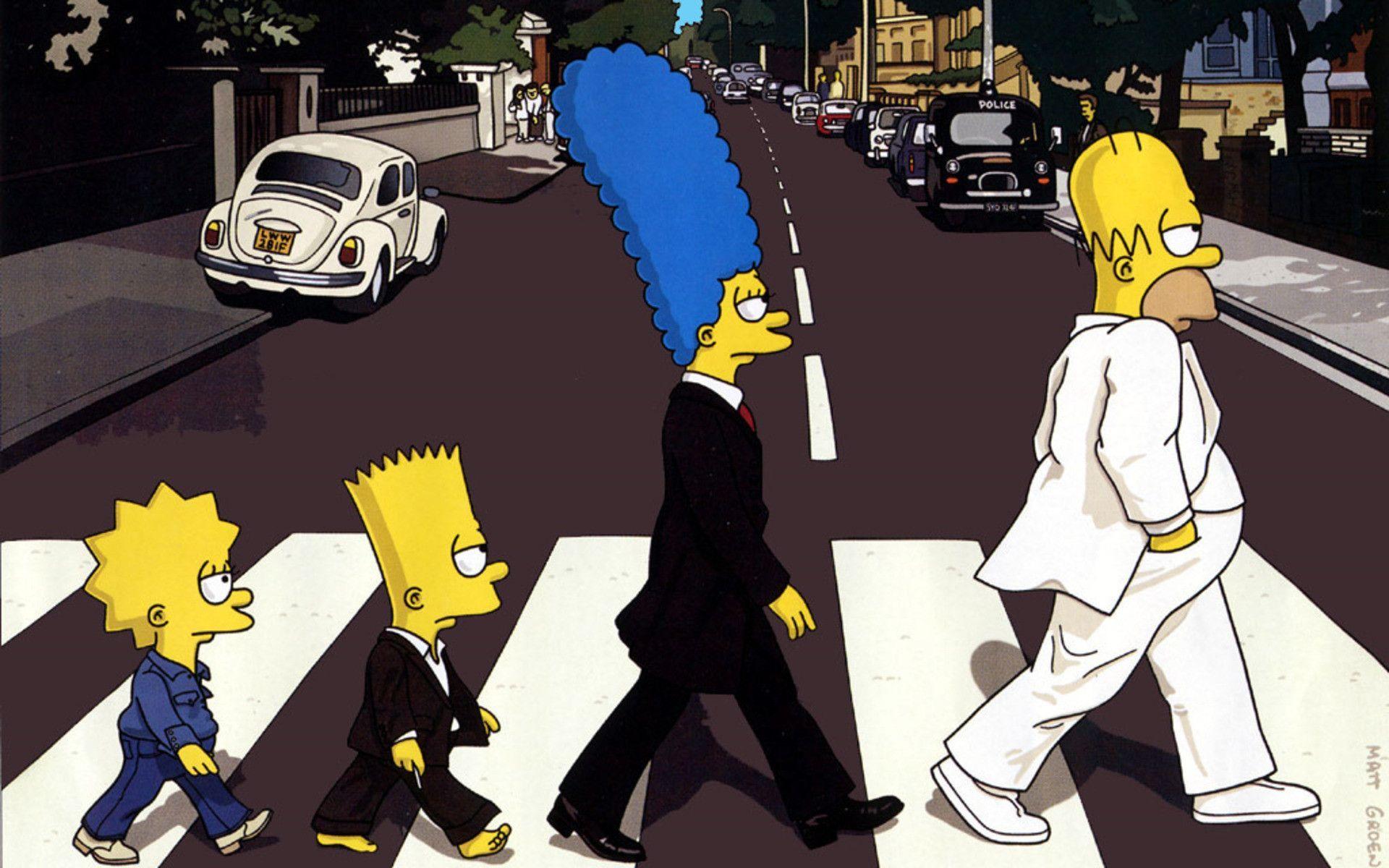 Cartoons abbey road the simpsons the beatles 1920x1200 HD