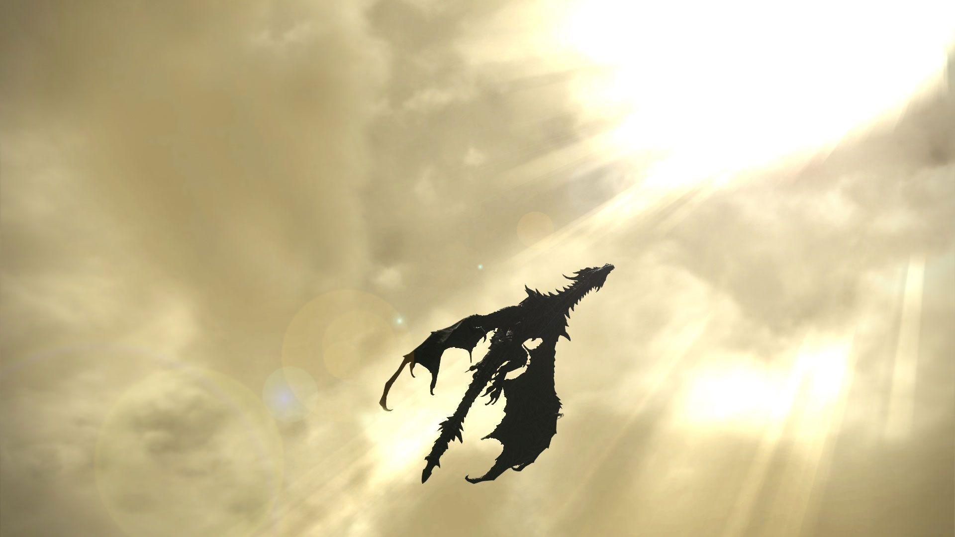 image For > Skyrim Dragon Flying Wallpaper