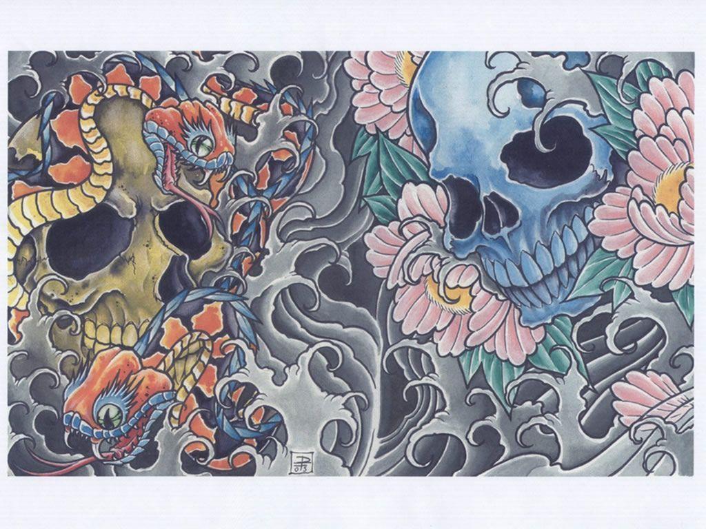 4 Skull Tattoo Designs With Flowers And Skulls Background, Picture Of Tattoo  Designs, Tattoo, Design Background Image And Wallpaper for Free Download
