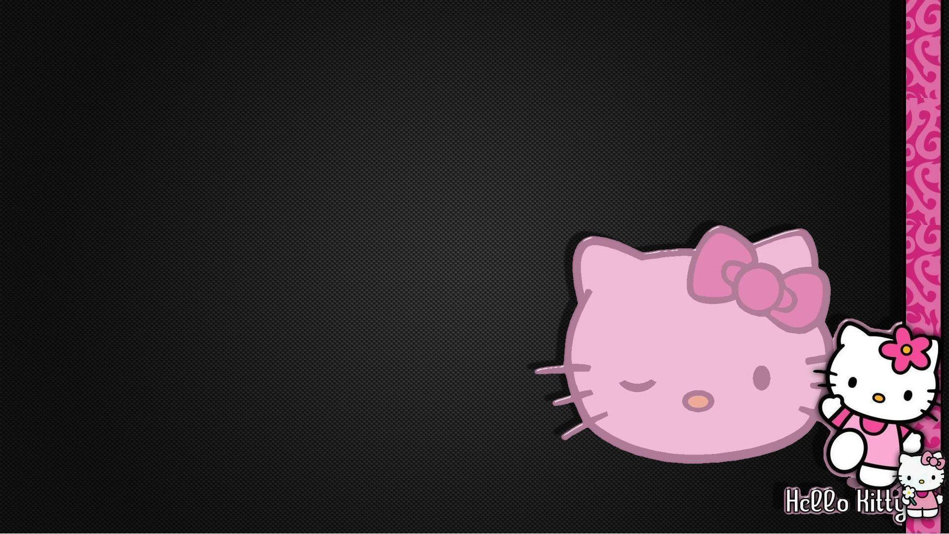 Hello Kitty Black Background Desktop Wallpaper, Cartons