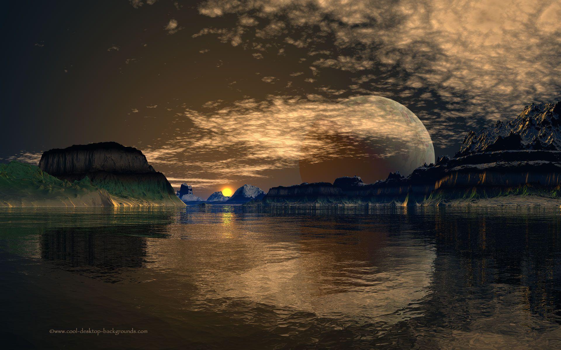 Big Moon Lake Desktop Background