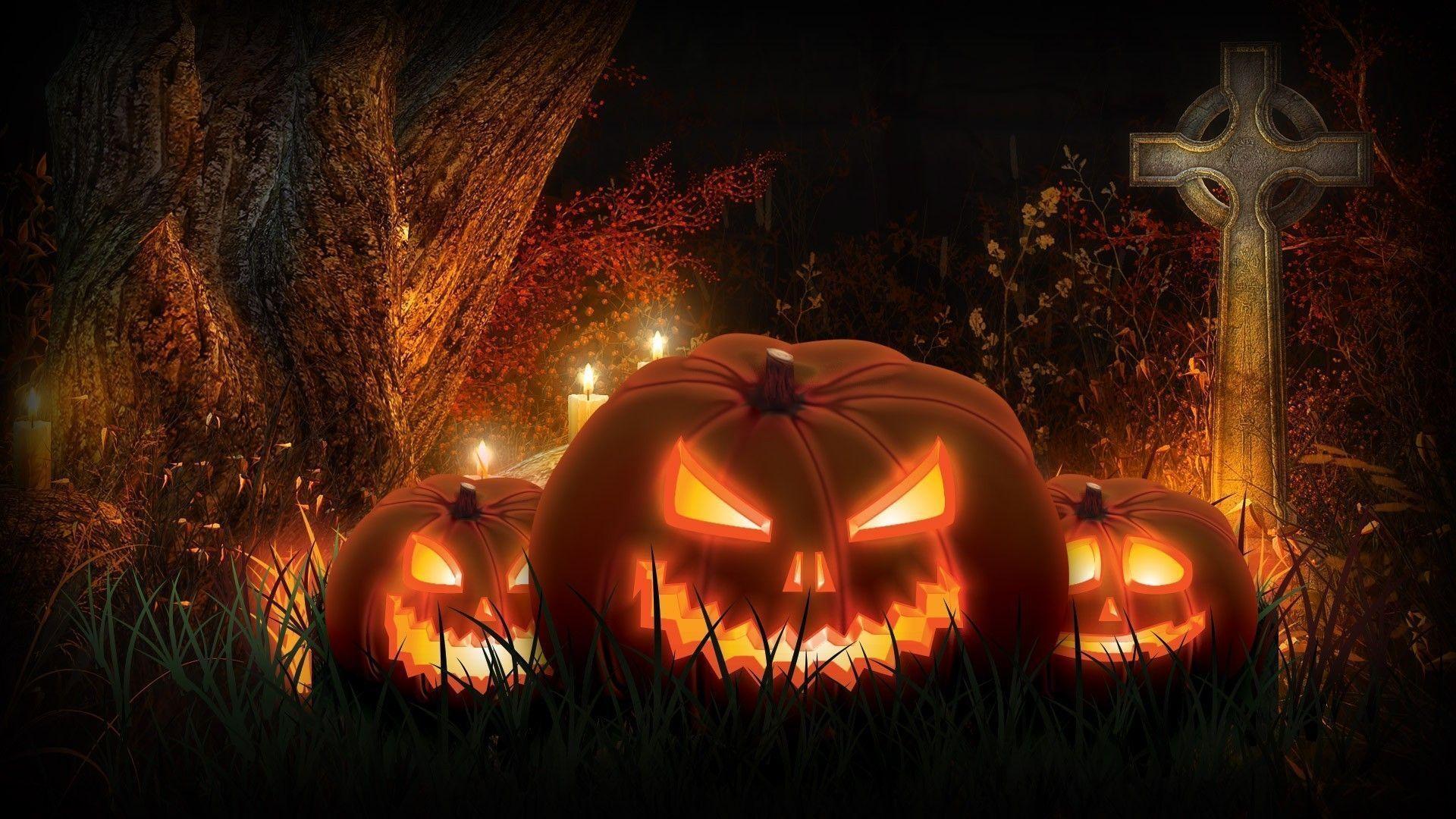 Jack O&; Lanterns In The Cemetery Wallpaper #