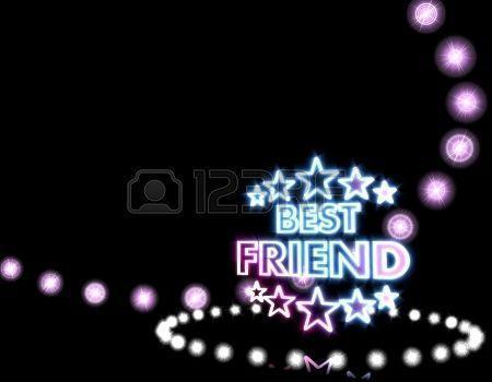 3D Graphic With Neon Best Friend Icon On Disco Lights Background