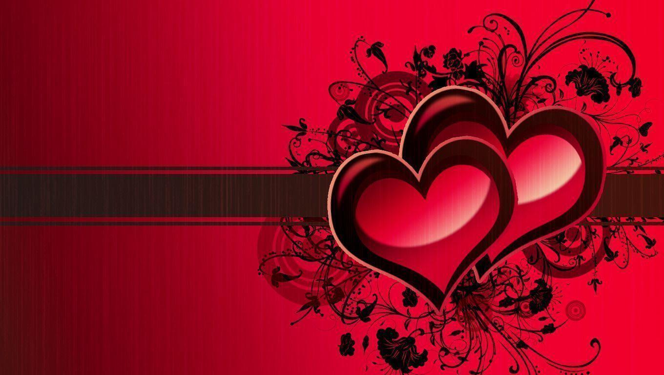 image For > Red Love Heart Background